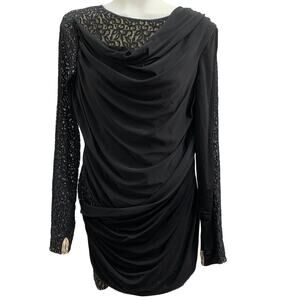 VTG L.A.M.B. Gwen Stefani Medium Dress Black Lace Long Sleeve Y2K Original Punk